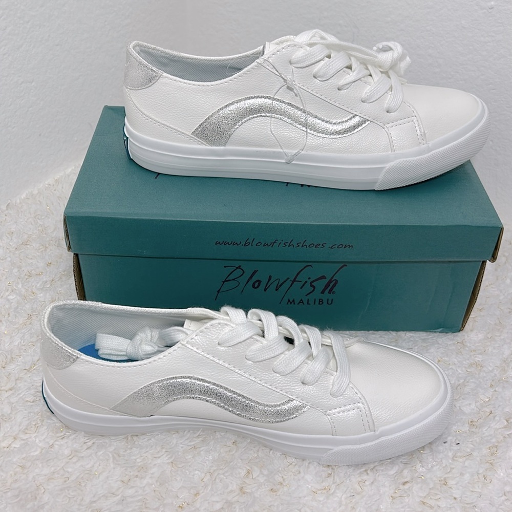 Blowfish Malibu White and Silver Sneakers